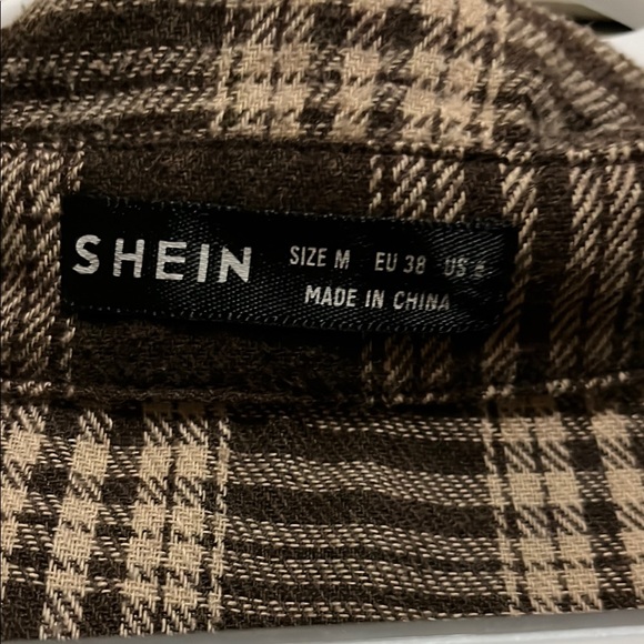 SHEIN Brown Plaid Button Down Shirt - Picture 3 of 3